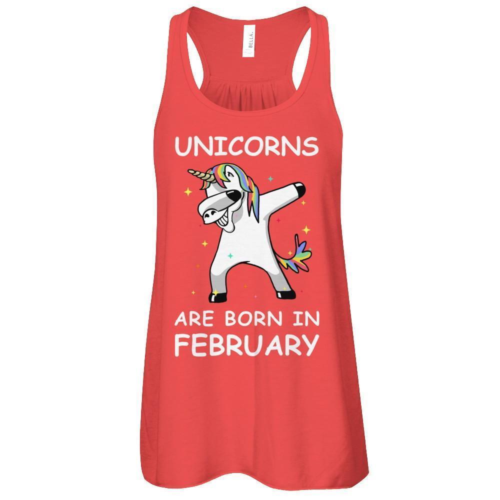 Unicorns Are Born In February Cute Dabbing-T-Shirt & Tank Top-Women's Flowy Racerback Tank-Red