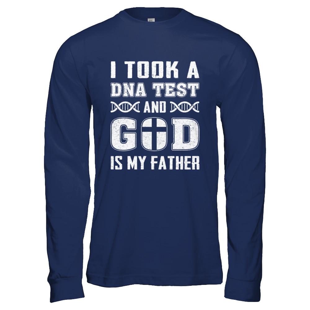 I Took A Dna Test And God Is My Father Christian-T-Shirt & Hoodie-Long Sleeve T-Shirt-Navy