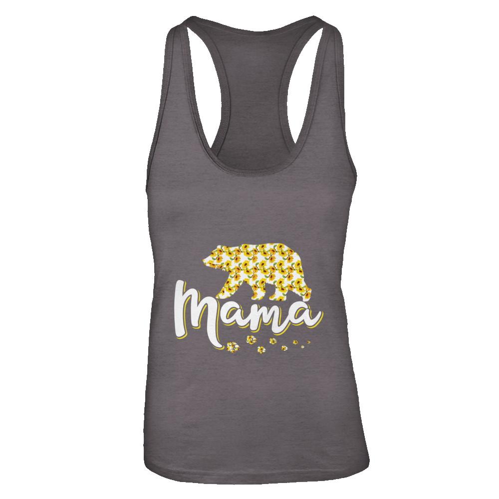 Sunflower Bear Mothers Day Gift Flowers Mama Floral-T-Shirt & Tank Top-Women's Ideal Racerback Tank-Dark Grey