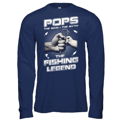 Pops The Man The Myth The Fishing Legend-T-Shirt & Hoodie-Long Sleeve T-Shirt-Navy