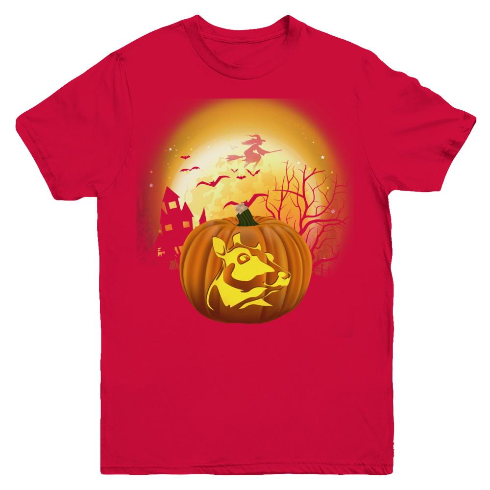 Pumpkin Cow Halloween Human Costume Youth-Youth Shirt-Youth T-Shirt-Red
