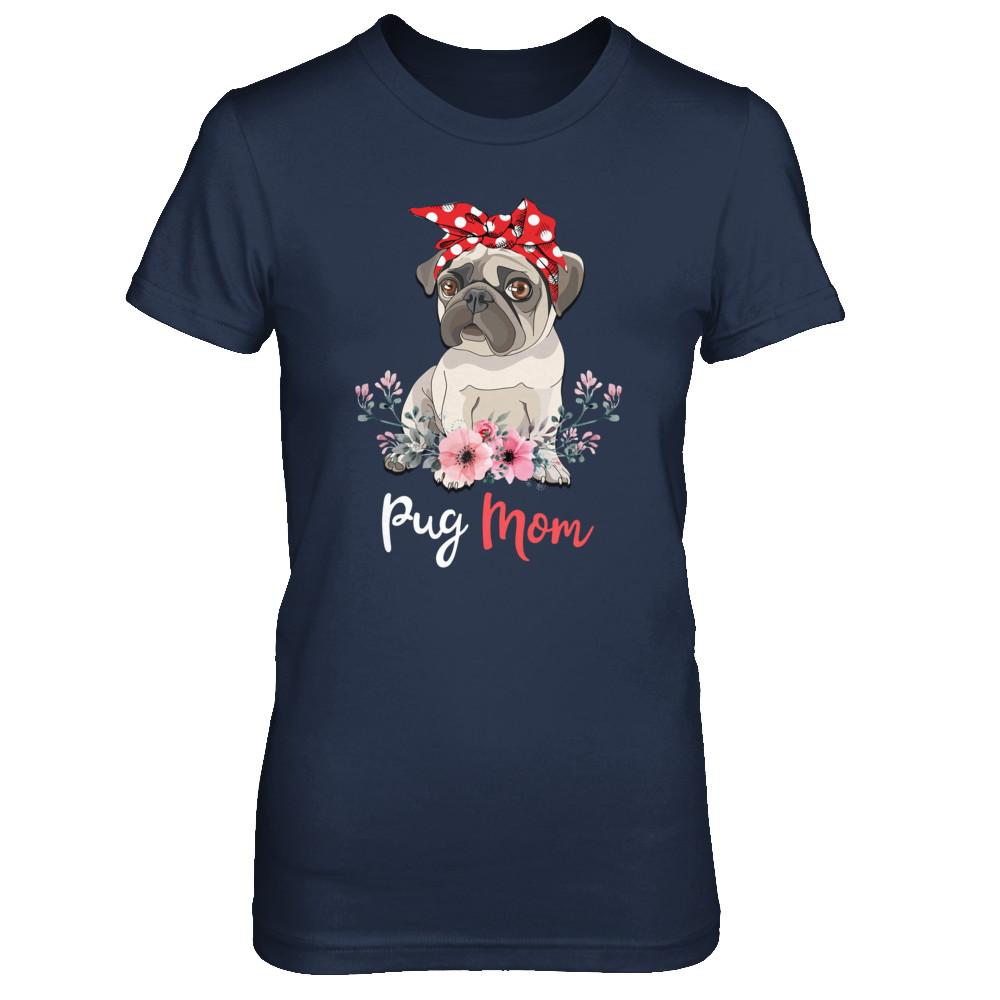 Pug Mom Gift For Women Dog Lover-T-Shirt & Hoodie-Women's T-Shirt-Navy