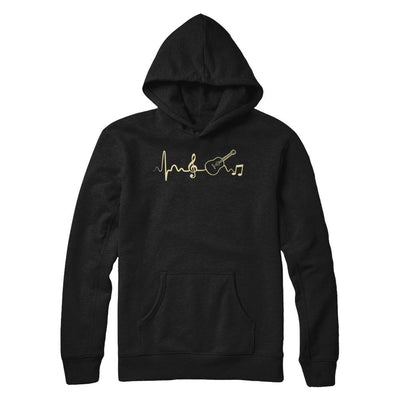 Acoustic Guitar Heartbeat-T-Shirt & Hoodie-Pullover Hoodie-Black