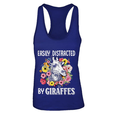 Easily Distracted By Giraffes-T-Shirt & Tank Top-Women's Ideal Racerback Tank-Royal