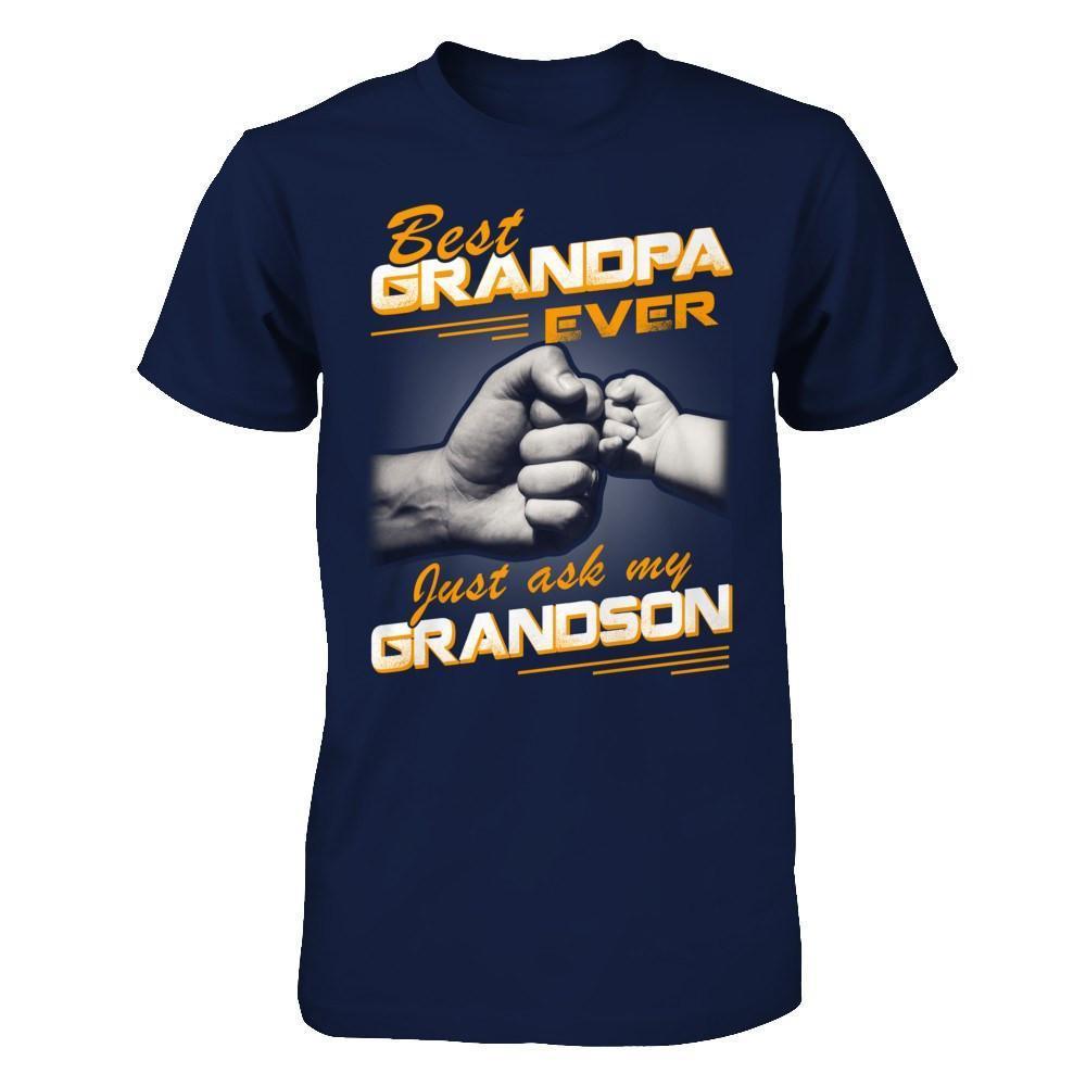 Best Grandpa Ever Just Ask My Grandson-T-Shirt & Hoodie-Classic T-Shirt-Navy