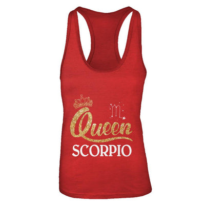 Queen Scorpio Zodiac October November Birthday Gift-T-Shirt & Tank Top-Women's Ideal Racerback Tank-Red