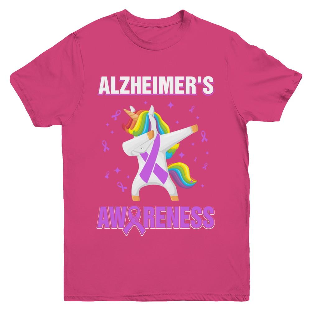 Inspirational Alzheimer's Awareness Unicorn Support Youth-Youth Shirt-Youth T-Shirt-Heliconia