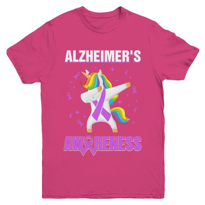 Inspirational Alzheimer's Awareness Unicorn Support Youth-Youth Shirt-Youth T-Shirt-Heliconia