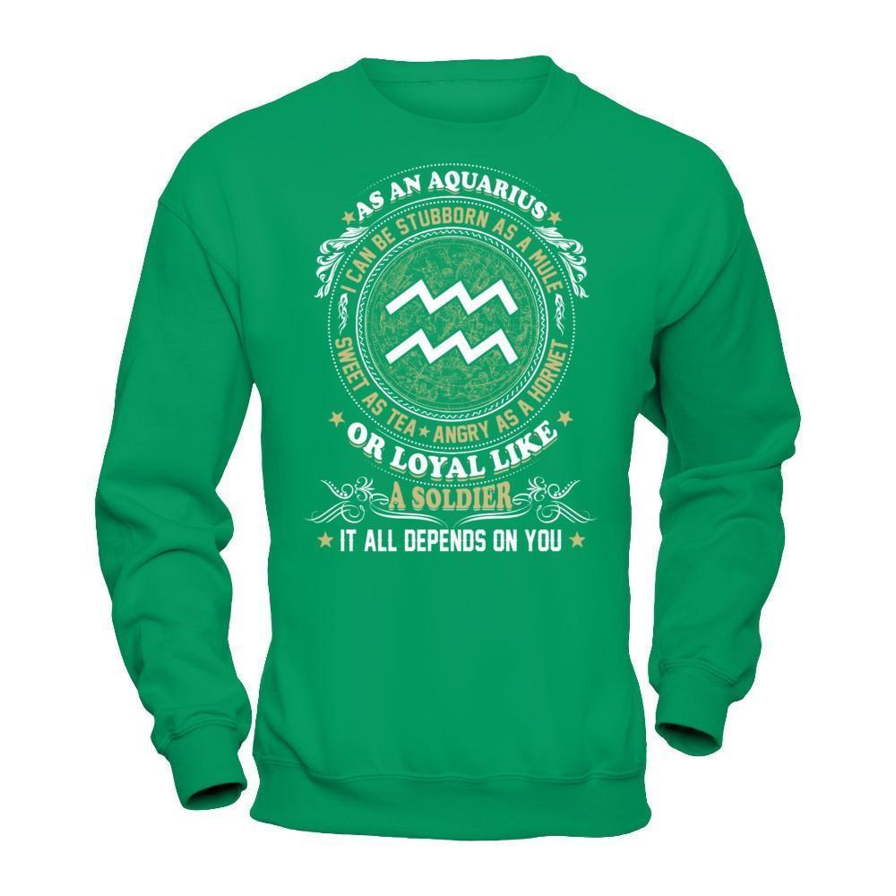 As An Aquarius I Can Be Stubborn As A Mule-T-Shirt & Hoodie-Crewneck Sweatshirt-Irish Green