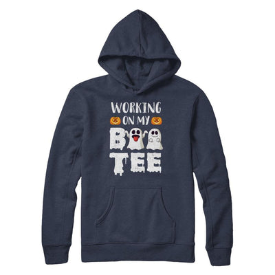 Working On My Boo Tee Funny Ghost Halloween-T-Shirt & Hoodie-Pullover Hoodie-Navy