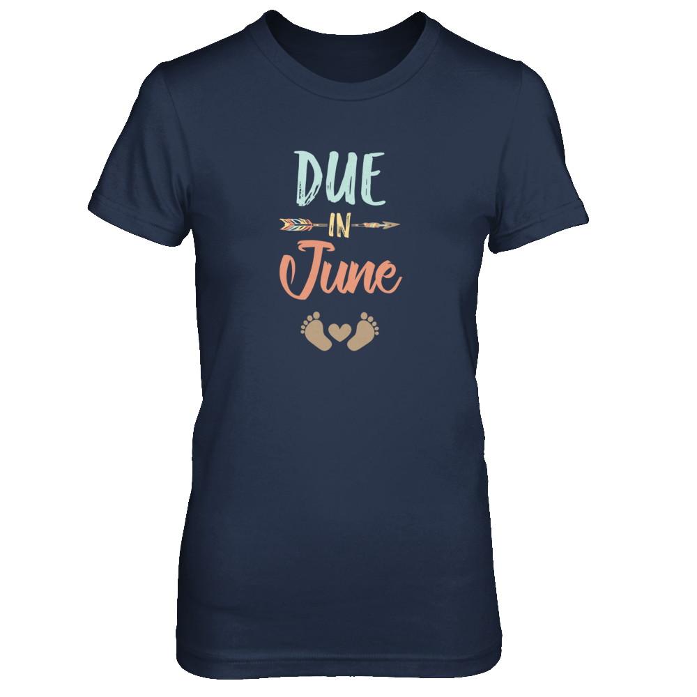 Due Date June 2021 Announcement Mommy Bump Pregnancy-T-Shirt & Tank Top-Women's T-Shirt-Navy