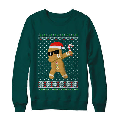 Dabbing Gingerbread Man Ugly Christmas Sweater-T-Shirt & Sweatshirt-Crewneck Sweatshirt-Deep Forest