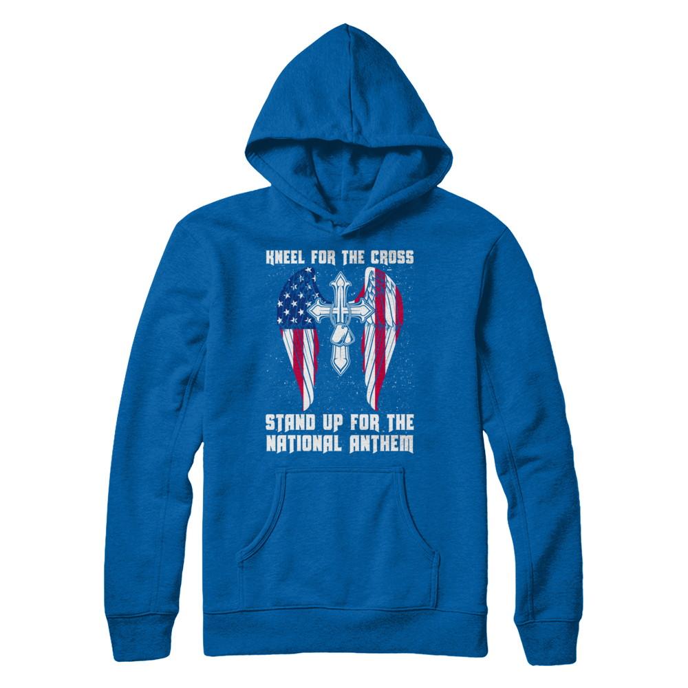 Kneel For The Cross Stand Up For The National Anthem-T-Shirt & Hoodie-Pullover Hoodie-Royal