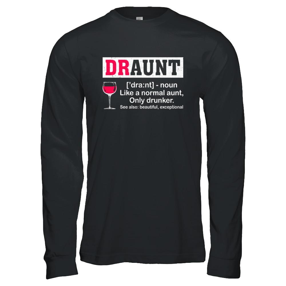 Funny Drunk Aunt Definition Drink Wine Lover-T-Shirt & Hoodie-Long Sleeve T-Shirt-Black