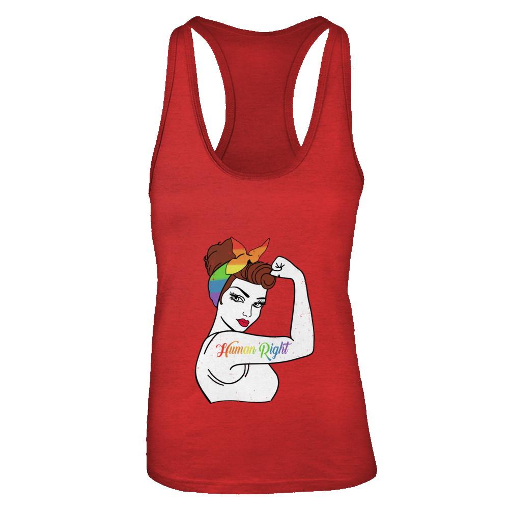 Lady Human Right LGBT Lesbian Gay Pride-T-Shirt & Tank Top-Women's Ideal Racerback Tank-Red