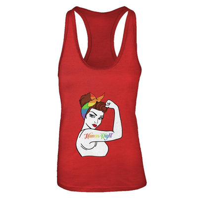 Lady Human Right LGBT Lesbian Gay Pride-T-Shirt & Tank Top-Women's Ideal Racerback Tank-Red