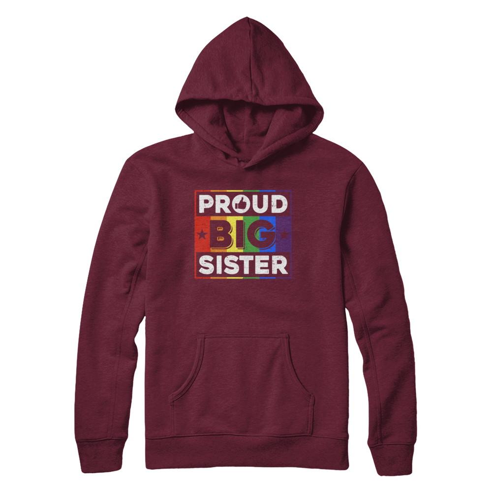 Proud Sister Brother Gay Lesbian Pride Month LGBT-T-Shirt & Hoodie-Pullover Hoodie-Maroon