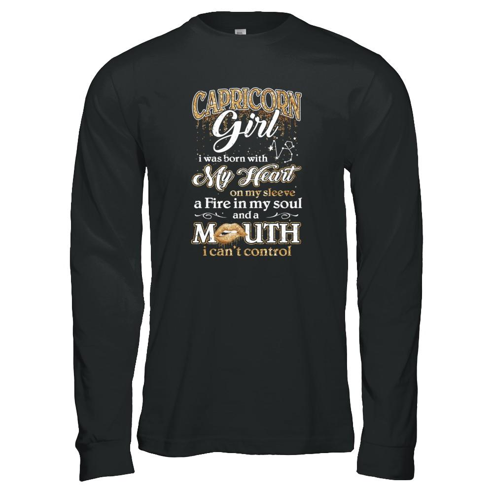 I'm A Capricorn Girl Lipstick December January Funny Zodiac Birthday-T-Shirt & Tank Top-Long Sleeve T-Shirt-Black