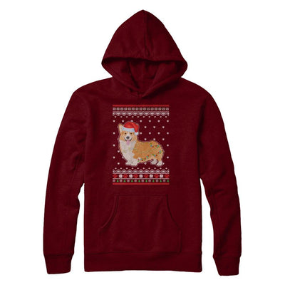 Corgi Christmas Ugly Sweater Lights Dog Xmas Gift-T-Shirt & Sweatshirt-Pullover Hoodie-Maroon