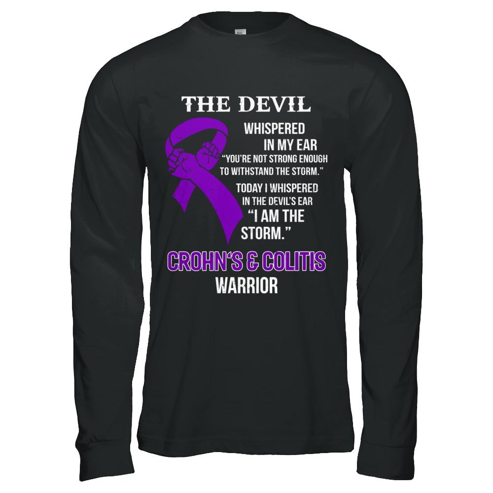 I Am The Storm Support Crohn's Colitis Awareness Warrior Gift-T-Shirt & Hoodie-Long Sleeve T-Shirt-Black