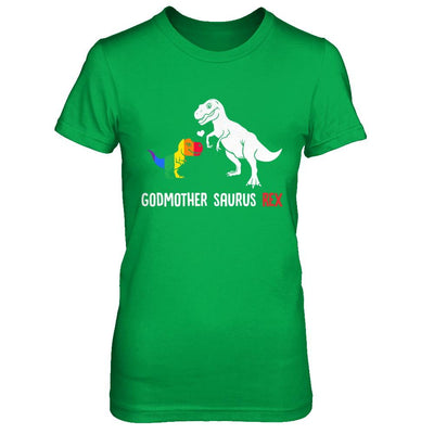 Godmother Saurus T-Rex Dinosaur Gift LGBT Support-T-Shirt & Hoodie-Women's T-Shirt-Irish Green