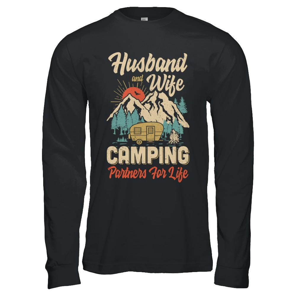 Husband And Wife Camping Partners For Life Camping-T-Shirt & Hoodie-Long Sleeve T-Shirt-Black