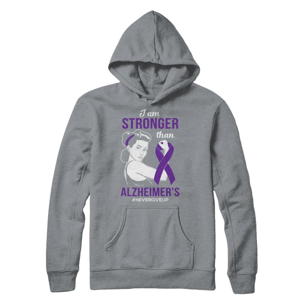 I Am Stronger Than Alzheimer's Awareness Support-T-Shirt & Hoodie-Pullover Hoodie-Light Steel