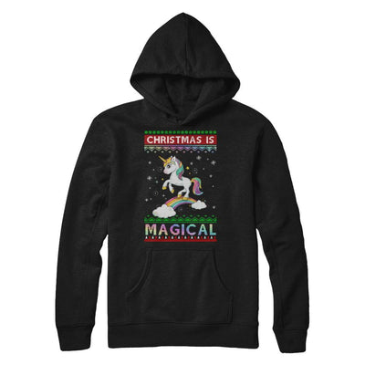 Christmas Is Magical Unicorn Ugly Christmas Sweater-T-Shirt & Sweatshirt-Pullover Hoodie-Black