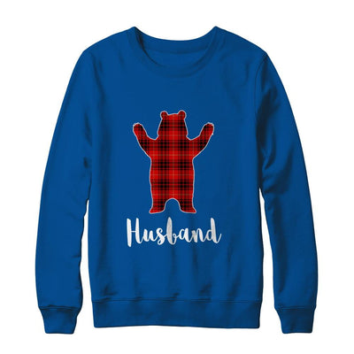 Red Husband Bear Buffalo Plaid Family Christmas Pajamas-T-Shirt & Sweatshirt-Crewneck Sweatshirt-Deep Royal