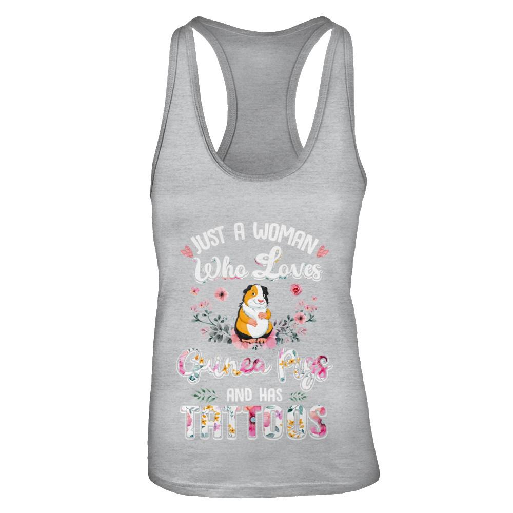 Just A Woman Who Loves Guinea Pigs And Has Tattoos-T-Shirt & Tank Top-Women's Ideal Racerback Tank-Heather Grey
