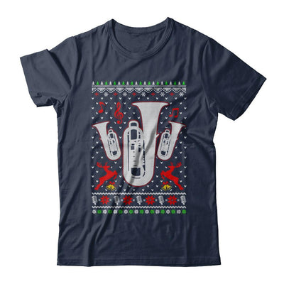 Santa Tuba Ugly Christmas Sweater Gifts-T-Shirt & Sweatshirt-Classic T-Shirt-Navy