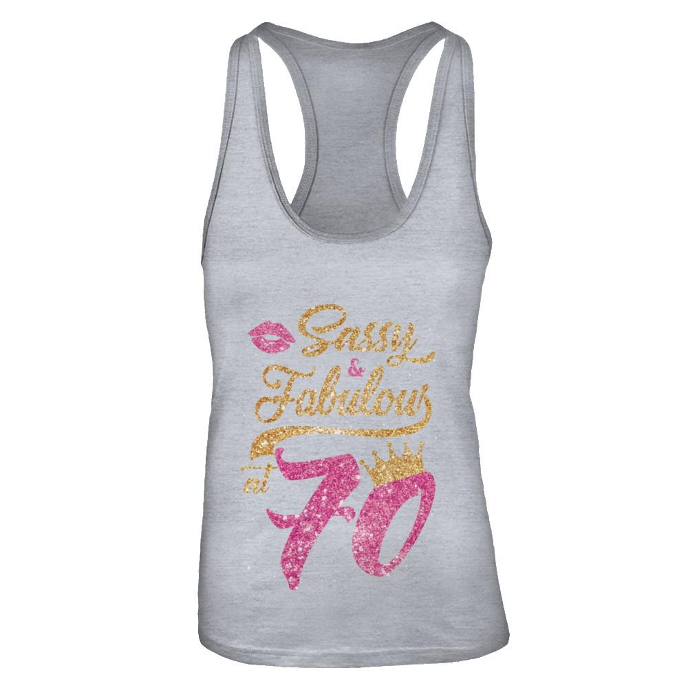 Sassy And Fabulous At 70th 1951 Birthday Gift-T-Shirt & Tank Top-Women's Ideal Racerback Tank-Heather Grey