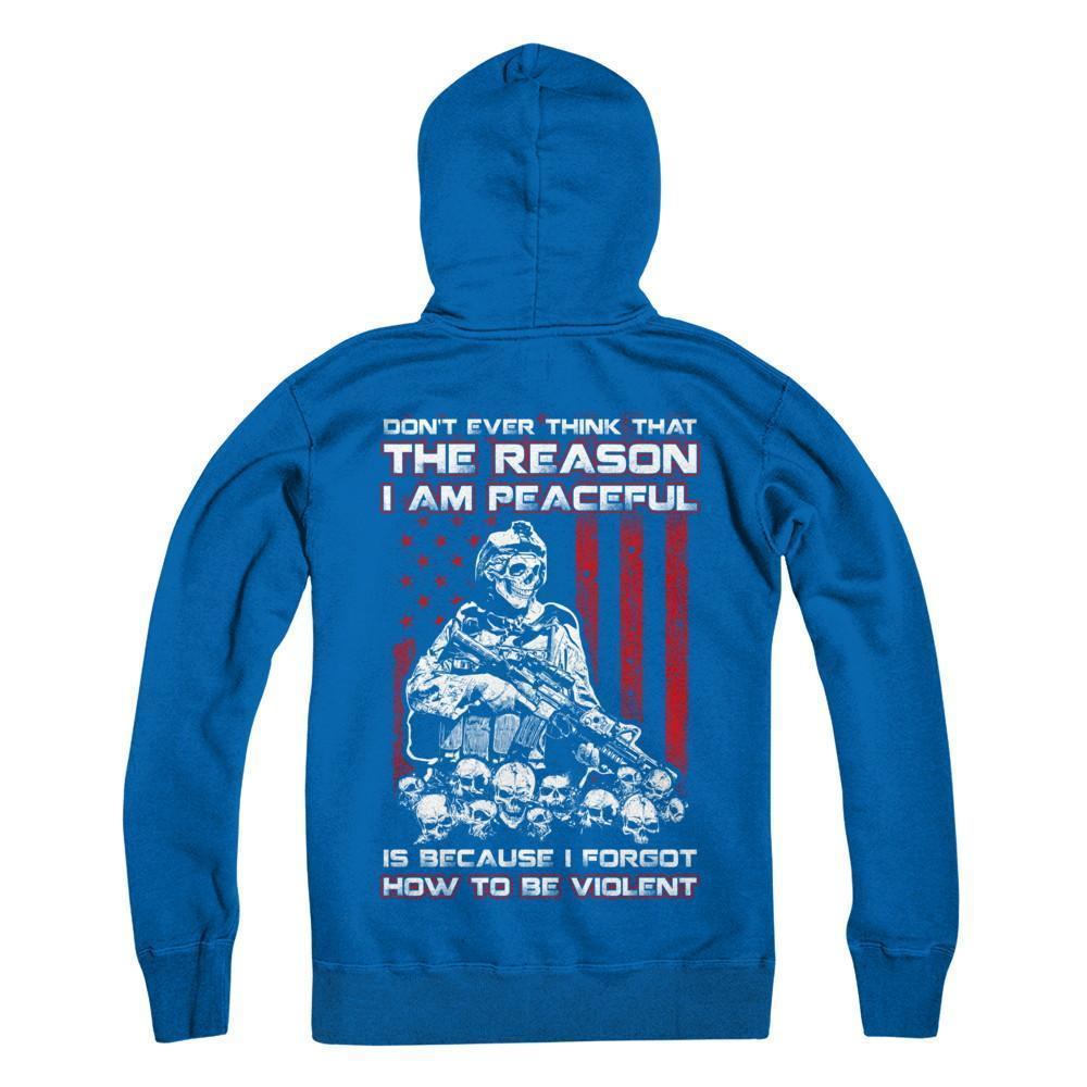 Don't Ever Think That The Reason I'm Peaceful Veteran-T-Shirt & Hoodie-Pullover Hoodie-Royal