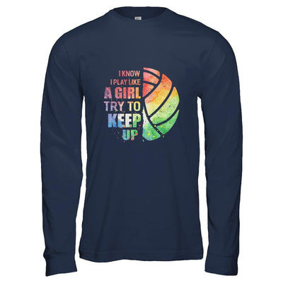 Yeah I Play Like A Girl Volleyball Girl-T-Shirt & Hoodie-Long Sleeve T-Shirt-Navy