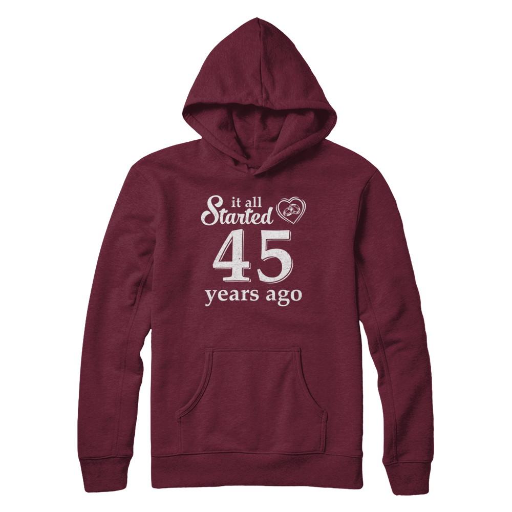 45Th Wedding Anniversary Married Couples 1976 Husband Wife-T-Shirt & Hoodie-Pullover Hoodie-Maroon