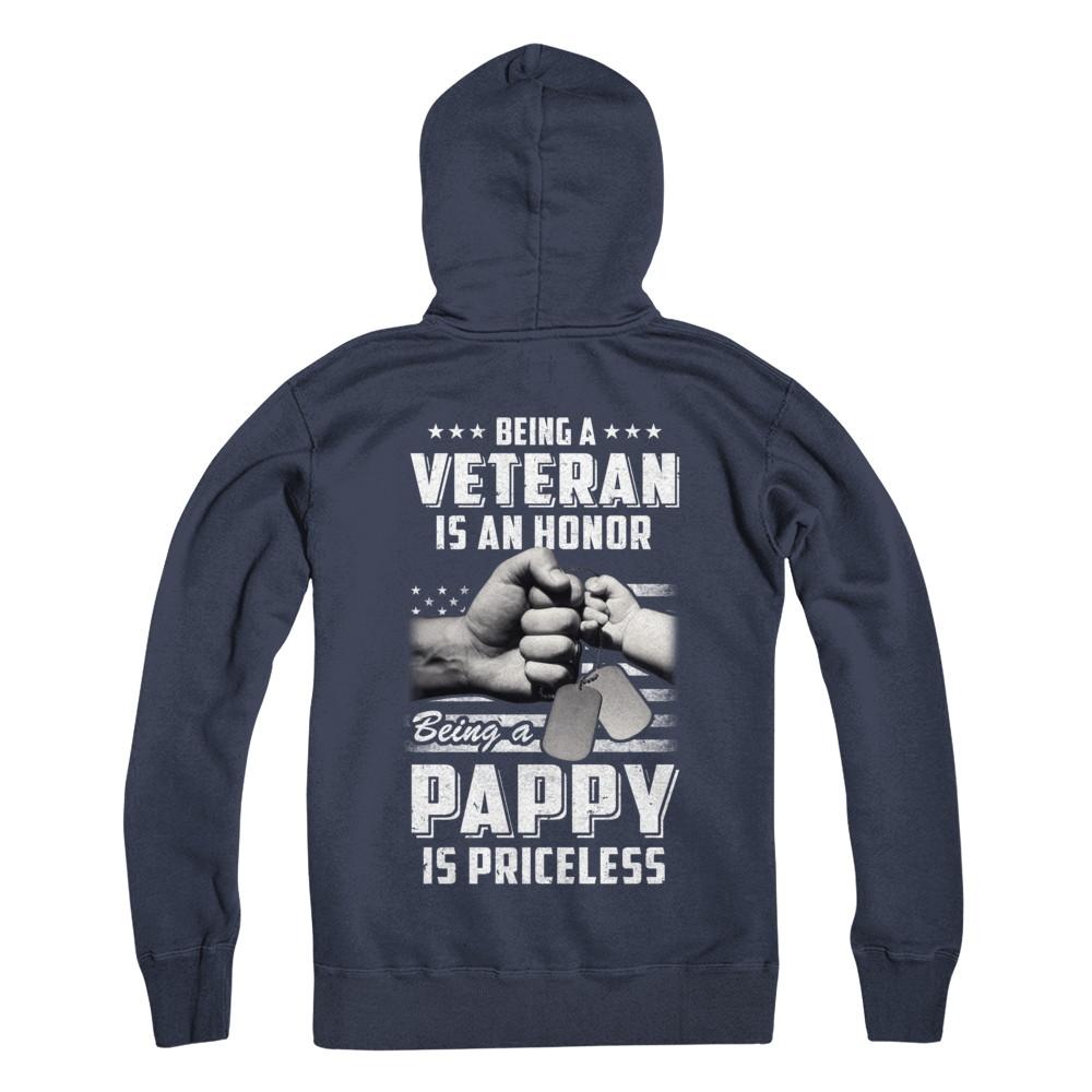 Being A Veteran Is An Honor Being A Pappy Is Priceless-T-Shirt & Hoodie-Pullover Hoodie-Navy