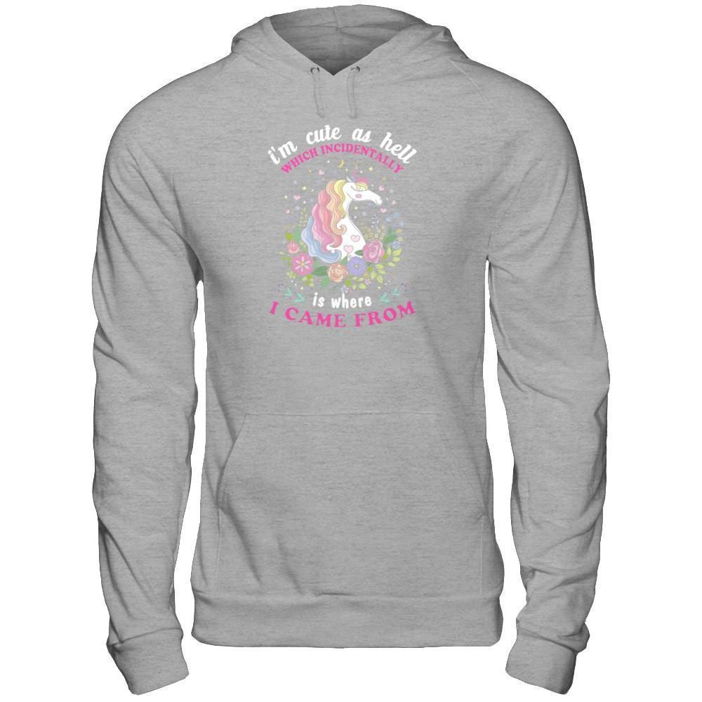 I'm Cute As Hell Which Incidentally Is Where I Came From-T-Shirt & Tank Top-Pullover Hoodie-Sport Grey
