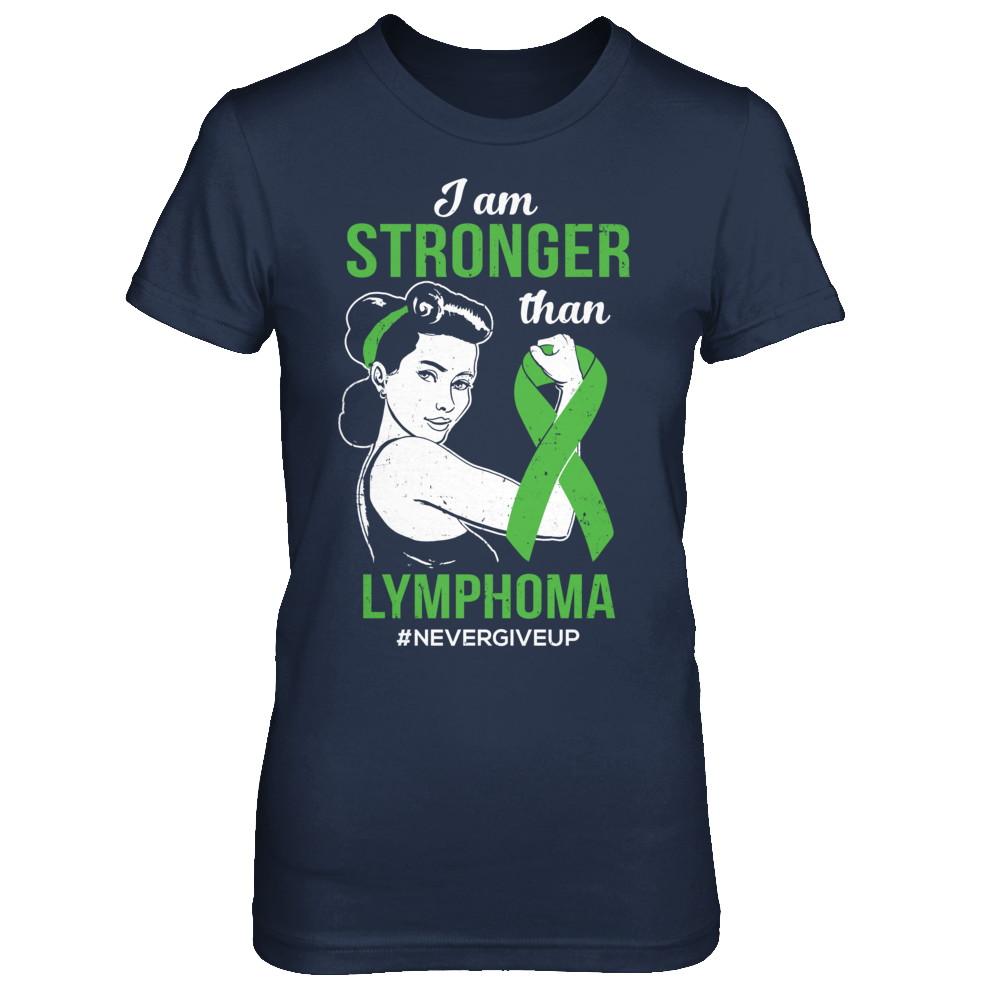I Am Stronger Than Lymphoma Awareness Support-T-Shirt & Hoodie-Women's T-Shirt-Navy