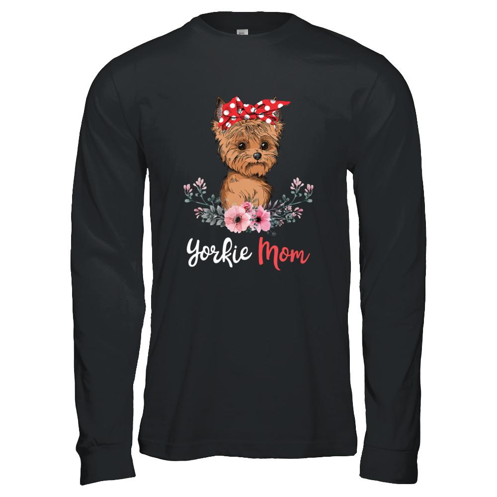 Yorkie Mom Gift For Women Dog Lover-T-Shirt & Hoodie-Long Sleeve T-Shirt-Black