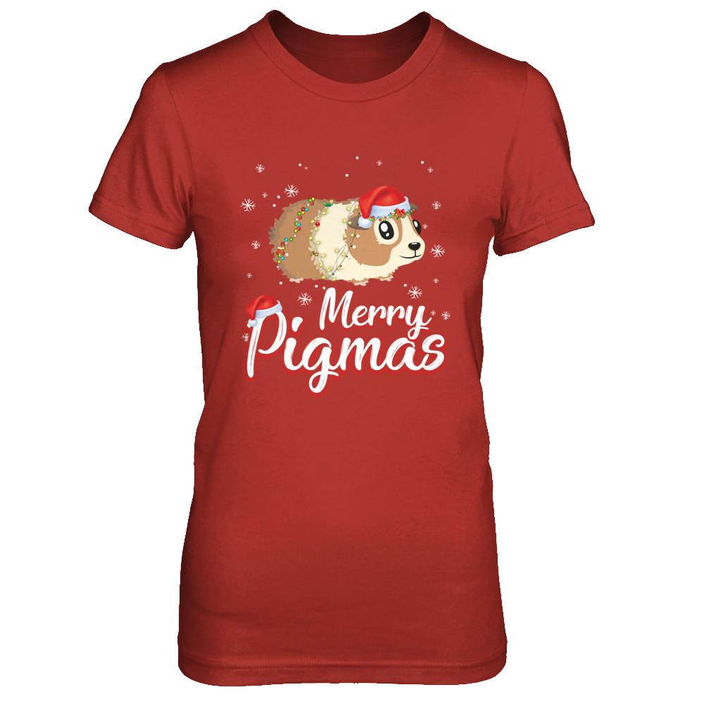 Merry Pigmas Funny Guinea Pig Santa Hat Christmas Gift-T-Shirt & Sweatshirt-Women's T-Shirt-Red