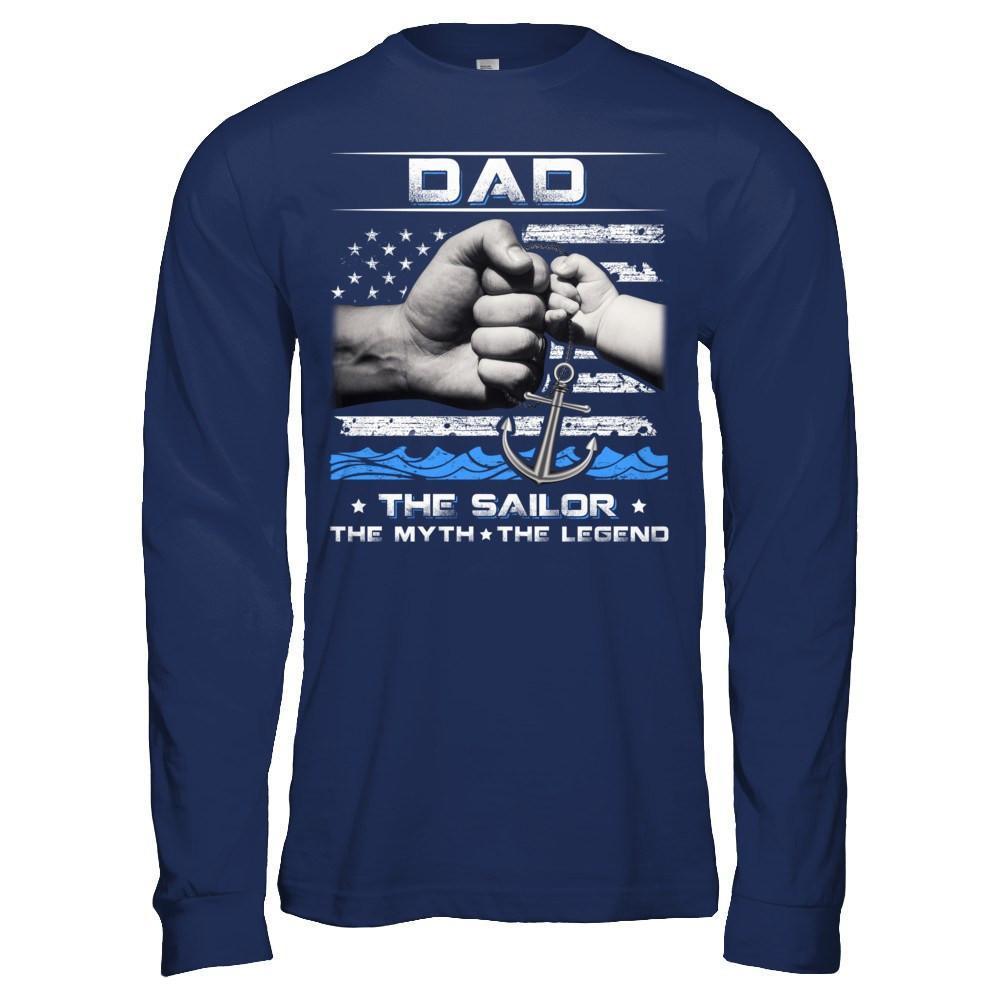 Veteran Dad The Sailor The Myth The Legend-T-Shirt & Hoodie-Long Sleeve T-Shirt-Navy
