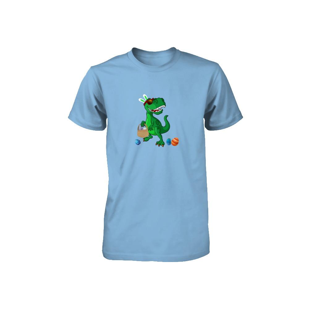 Funny Dabbing Cool Easter Bunny Dinosaur Youth-Youth Shirt-Toddler T-Shirt-Light Blue