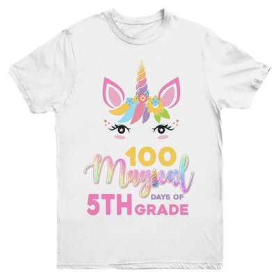 100 Magical Days Of 5Th Grade School Unicorn Girl Gift Youth-Youth Shirt-Youth T-Shirt-White