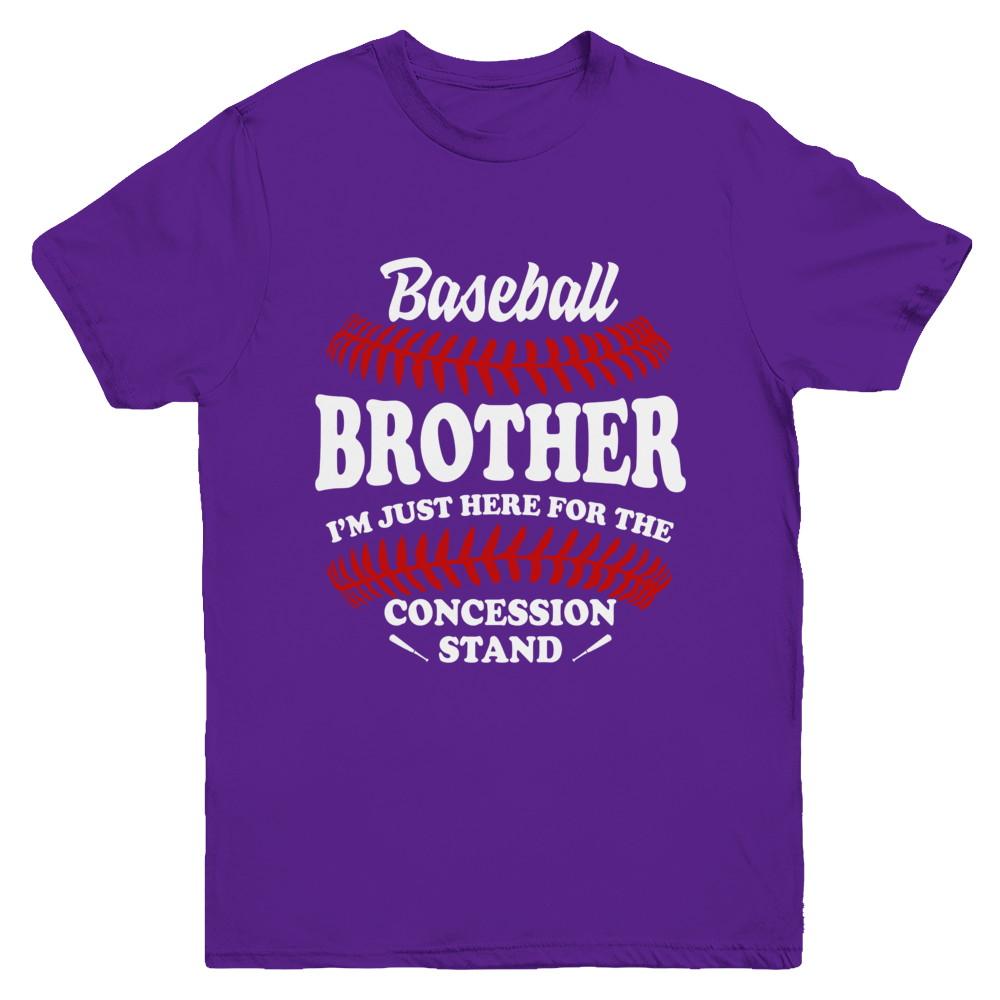Baseball Brother I'm Just Here For The Concession Stand Youth-Youth Shirt-Youth T-Shirt-Purple