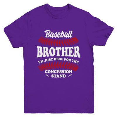 Baseball Brother I'm Just Here For The Concession Stand Youth-Youth Shirt-Youth T-Shirt-Purple