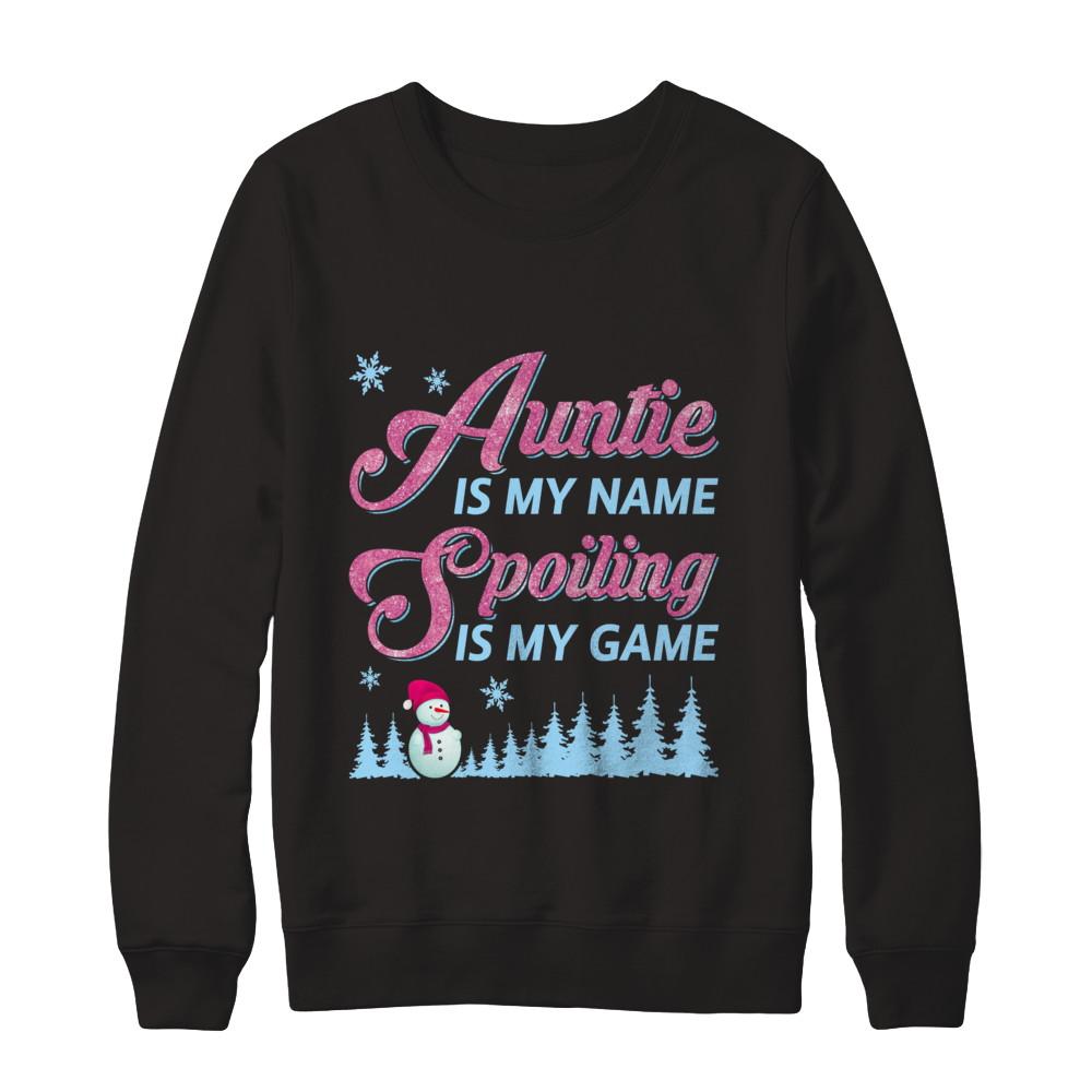 Auntie Is My Name Spoiling Is My Game-T-Shirt & Hoodie-Crewneck Sweatshirt-Black