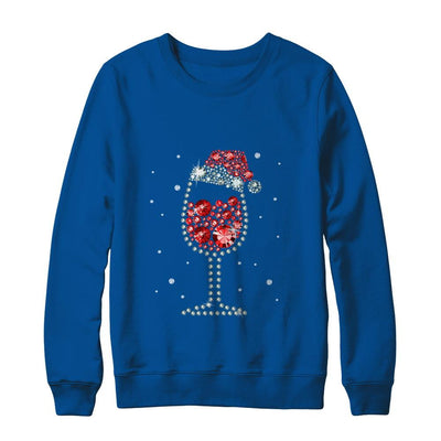 Diamond Wine Glasses Santa Hat Christmas-T-Shirt & Sweatshirt-Crewneck Sweatshirt-Deep Royal