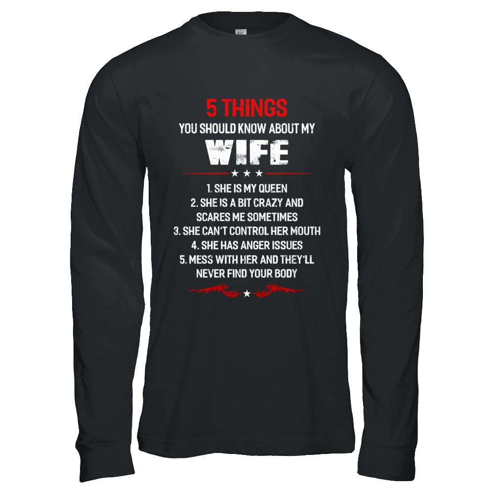 5 Things You Should Know About My Wife Husband-T-Shirt & Hoodie-Long Sleeve T-Shirt-Black
