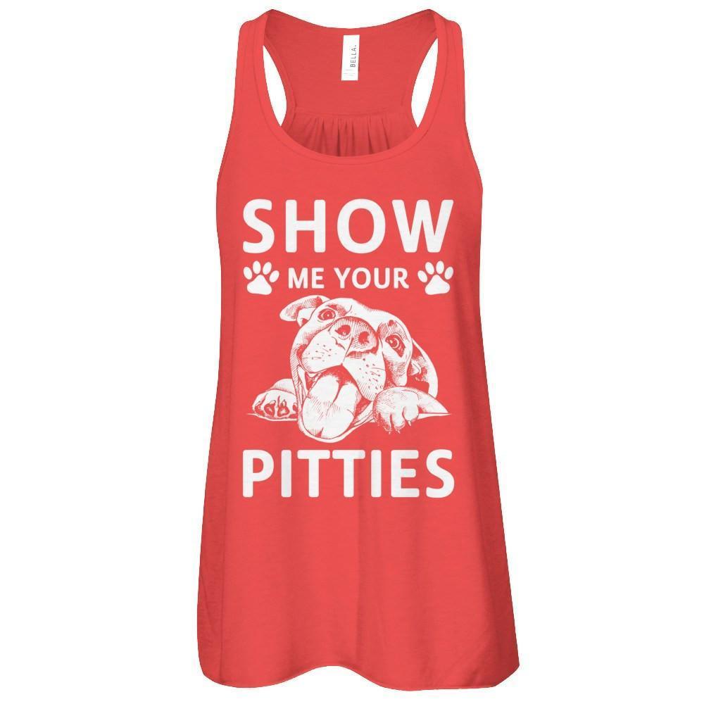Show Me Your Pitties Pitbull Lover Gift Dog-T-Shirt & Tank Top-Women's Flowy Racerback Tank-Red