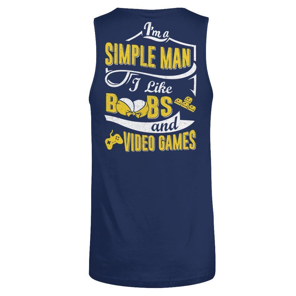I'm A Simple Man I Like Boobs And Video Games-T-Shirt & Hoodie-Unisex Tank-Navy